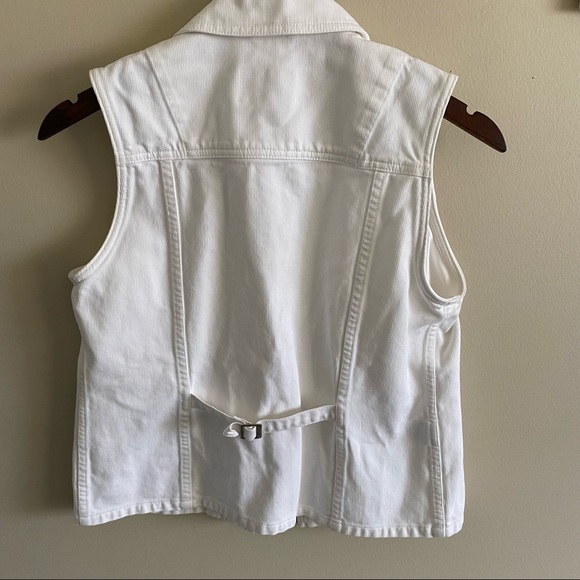 Eddie Bauer White Corduroy Jean Western Style Button Up Vest Size Small - Picture 7 of 8